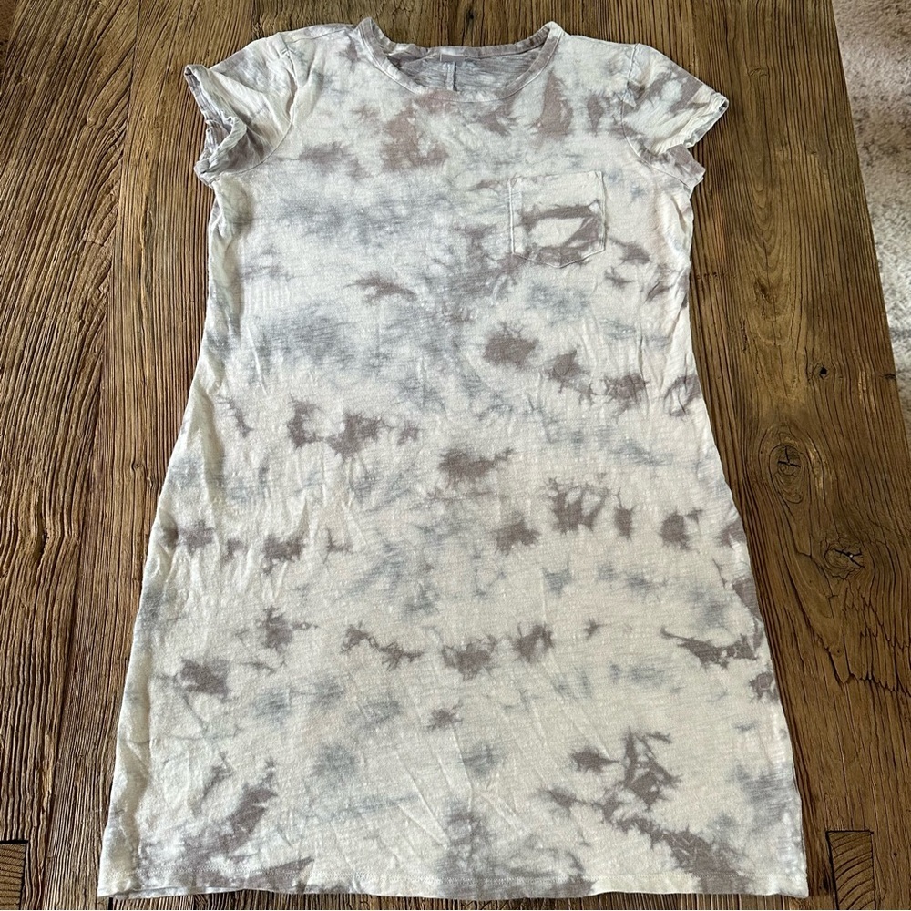 The Gap Womens Tie Dye T-Shirt Dress Sz M Gray White Beach Boho Vacation Casual